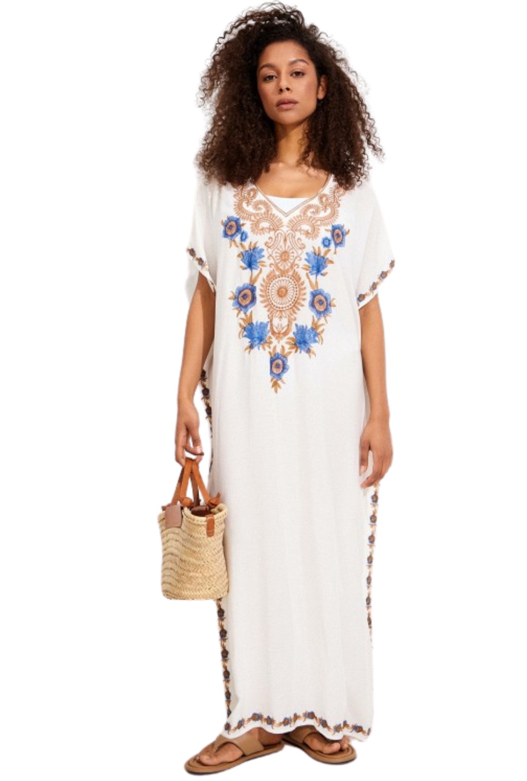 Kaftan branco bordado