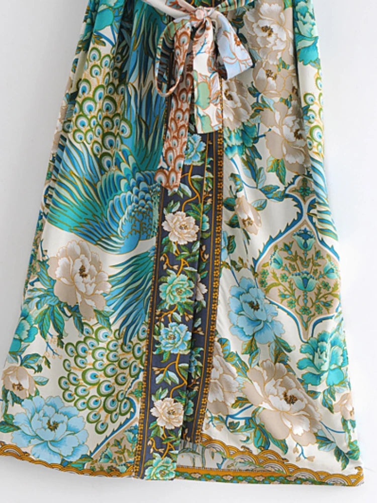 Kimono boho natureza maxi