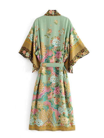 Kimono boho natureza maxi