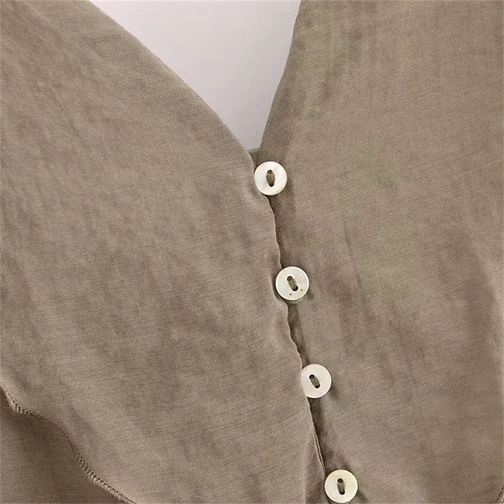 Blusa boho com alças cinza
