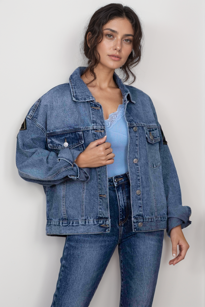 Jaqueta jeans vintage bordada