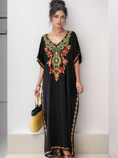 Kaftan preto bordado