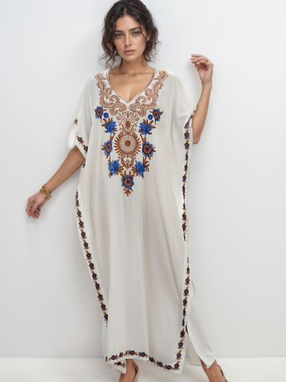 Kaftan branco bordado