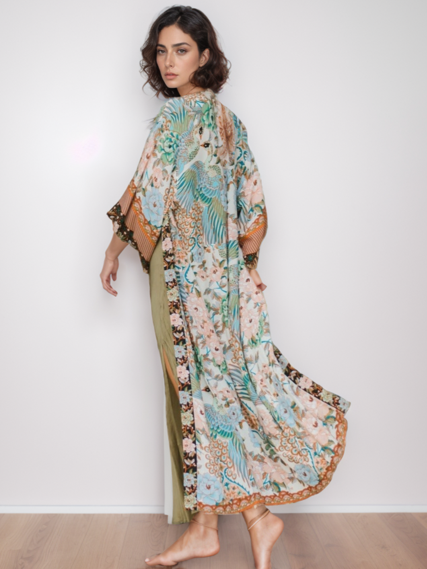 Kimono boho natureza maxi