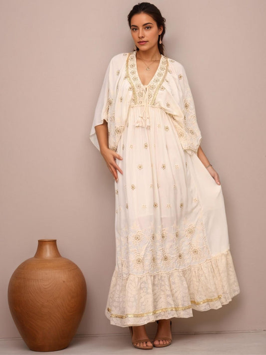 Vestido longo boho chic bordado