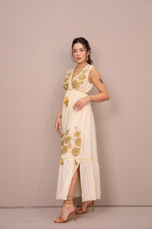 Vestido lese bordado floral