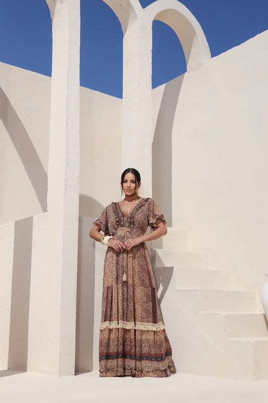 Vestido longo boho étnico