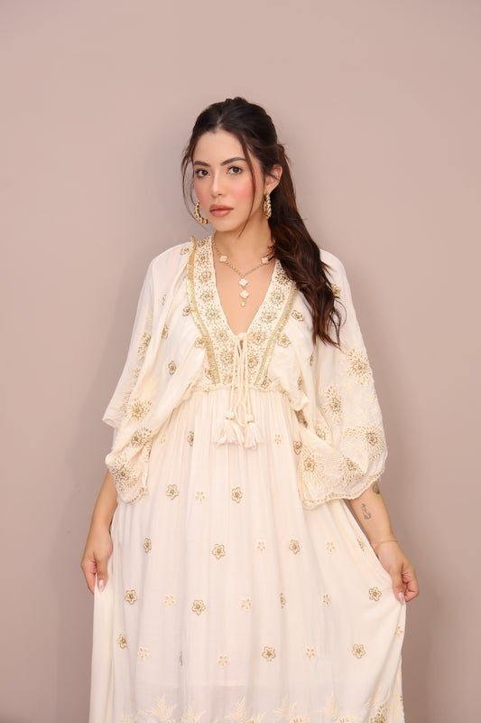 Vestido longo boho chic bordado