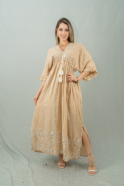 Vestido lese longo bordado luxo